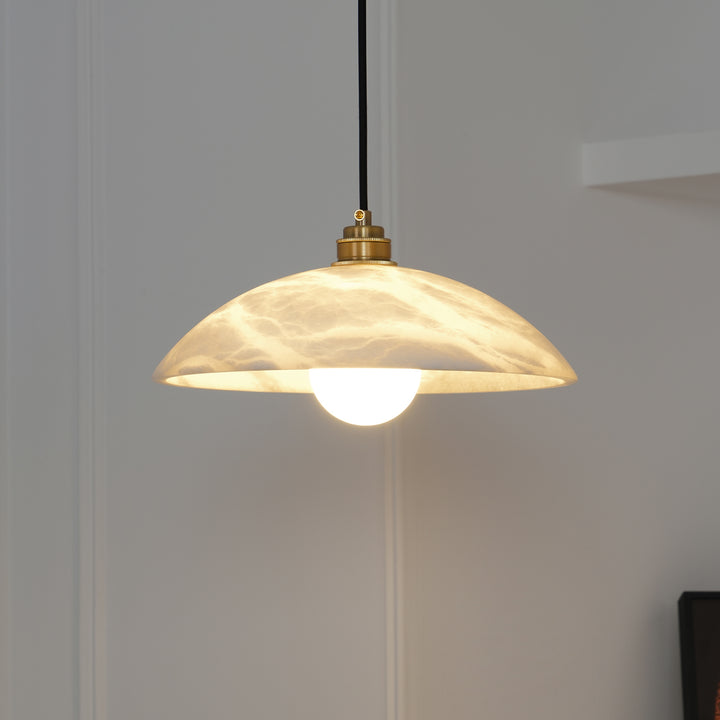Jade Alabaster Dome Brass Finish Pendant Light Bedroom Living Room