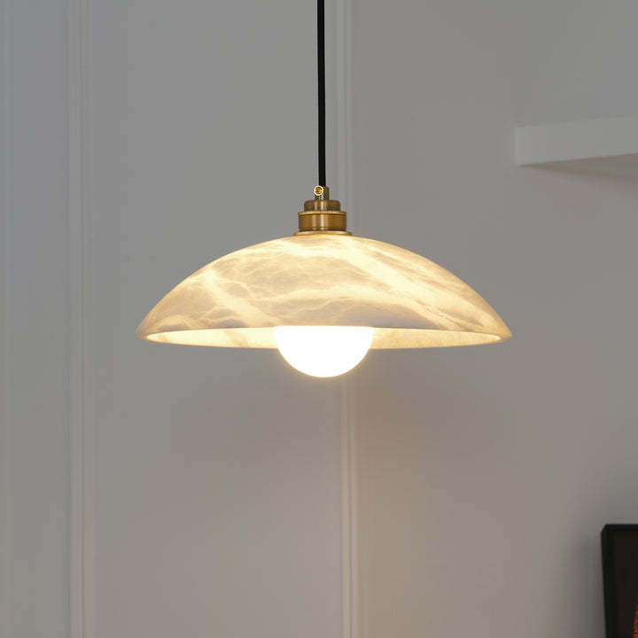 Jade Alabaster Dome Brass Finish Pendant Light Bedroom Living Room