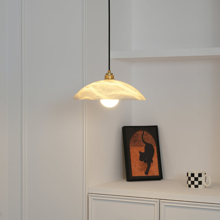 Jade Alabaster Dome Brass Finish Pendant Light Bedroom Living Room