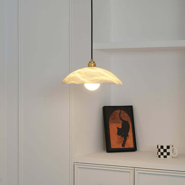 Jade Alabaster Dome Brass Finish Pendant Light Bedroom Living Room