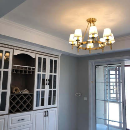 Alessio Antique Brass Linen Chandelier Bedroom Living Room