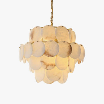 Jade Alabaster Shell Brass Elegant Chandelier Dining Room