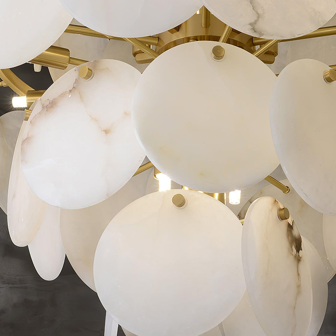 Jade Alabaster Shell Brass Elegant Chandelier Dining Room