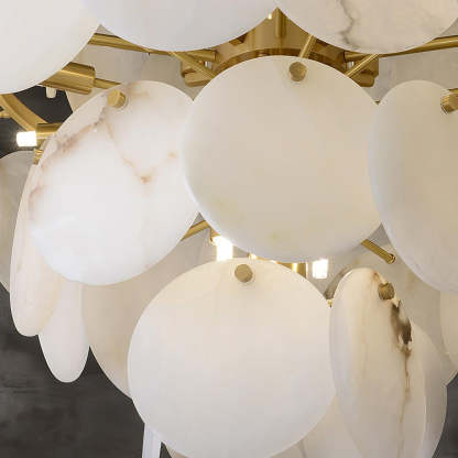 Jade Alabaster Shell Brass Elegant Chandelier Dining Room