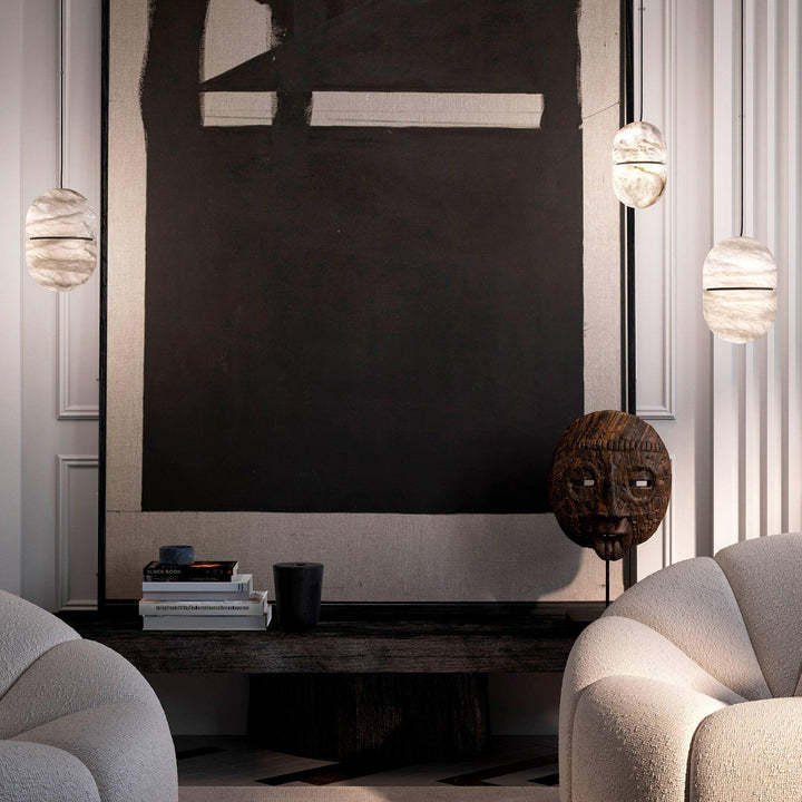 Byers Minimalism Urban Metal Alabaster Pendant Light Hallway Living Room