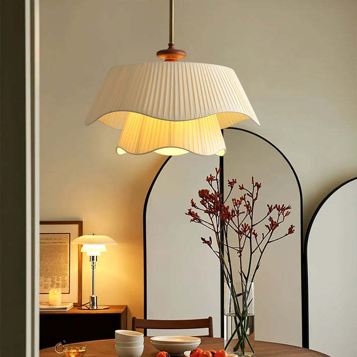 Ozawa Rustic Cottage Metal Glass Wood Pendant Light Living Room Bedroom