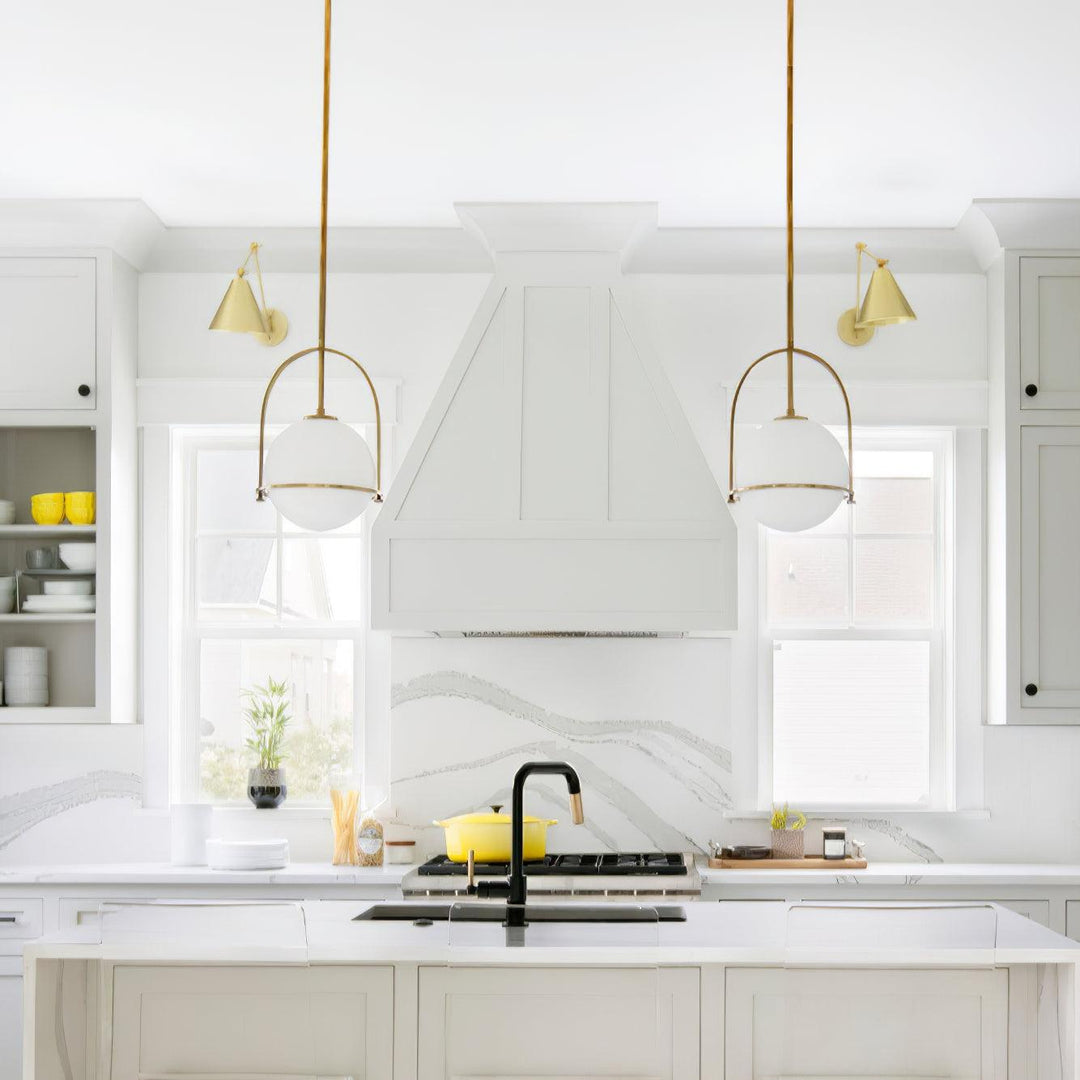 Alessio Vintage Ball Metal Brass Glass Pendant Light Living Room Dining Room