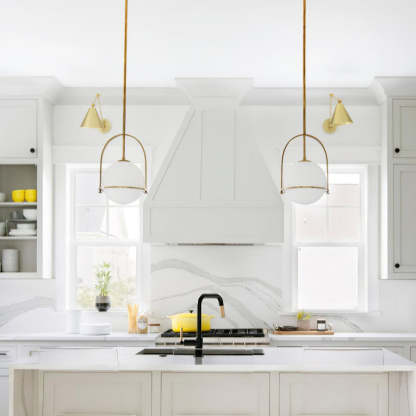 Alessio Vintage Ball Metal Brass Glass Pendant Light Living Room Dining Room