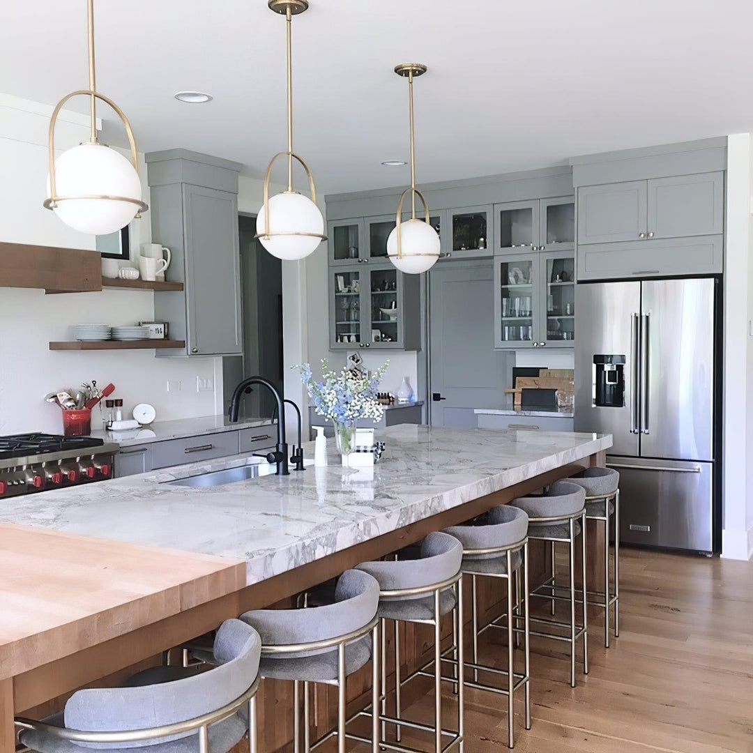Alessio Vintage Ball Metal Brass Glass Pendant Light Living Room Dining Room