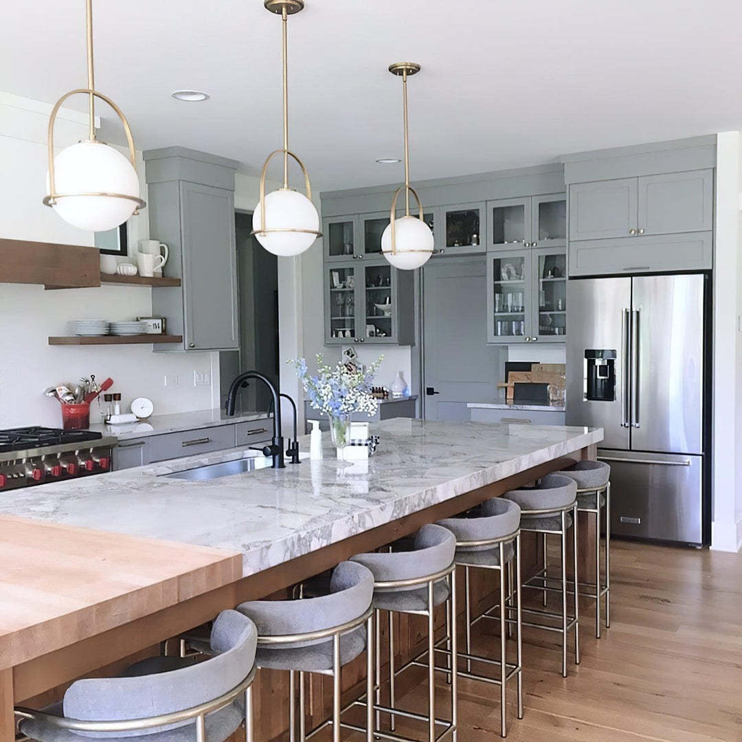 Alessio Vintage Ball Metal Brass Glass Pendant Light Living Room Dining Room