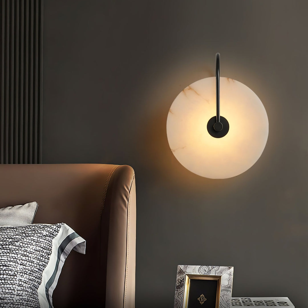 Jade Minimalism Gold Black Metal Alabaster Wall Lamp Bedroom Living Room