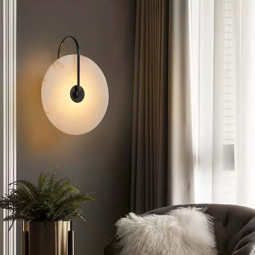 Jade Minimalism Gold Black Metal Alabaster Wall Lamp Bedroom Living Room