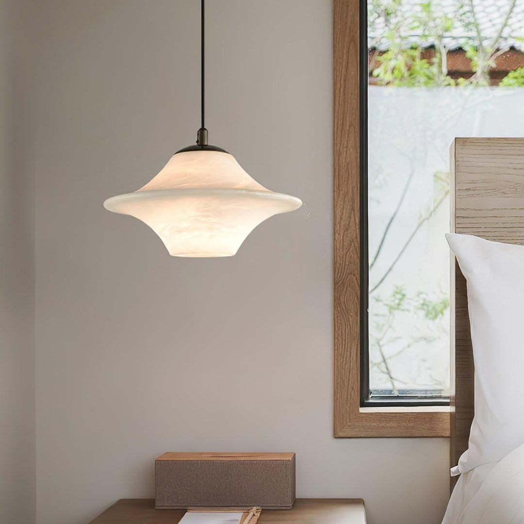 Jade Alabaster Saucer Modern Pendant Light Living Room Bedroom