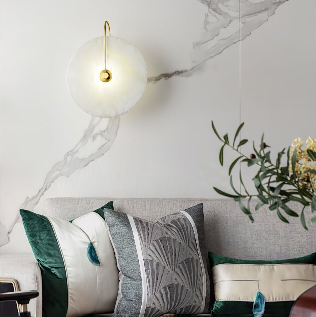 Jade Minimalism Gold Black Metal Alabaster Wall Lamp Bedroom Living Room