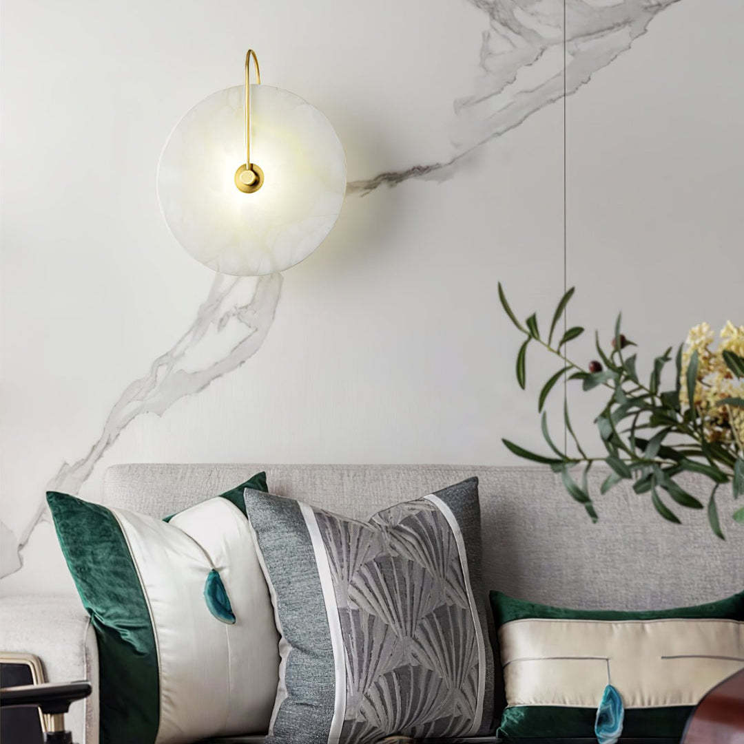Jade Minimalism Gold Black Metal Alabaster Wall Lamp Bedroom Living Room