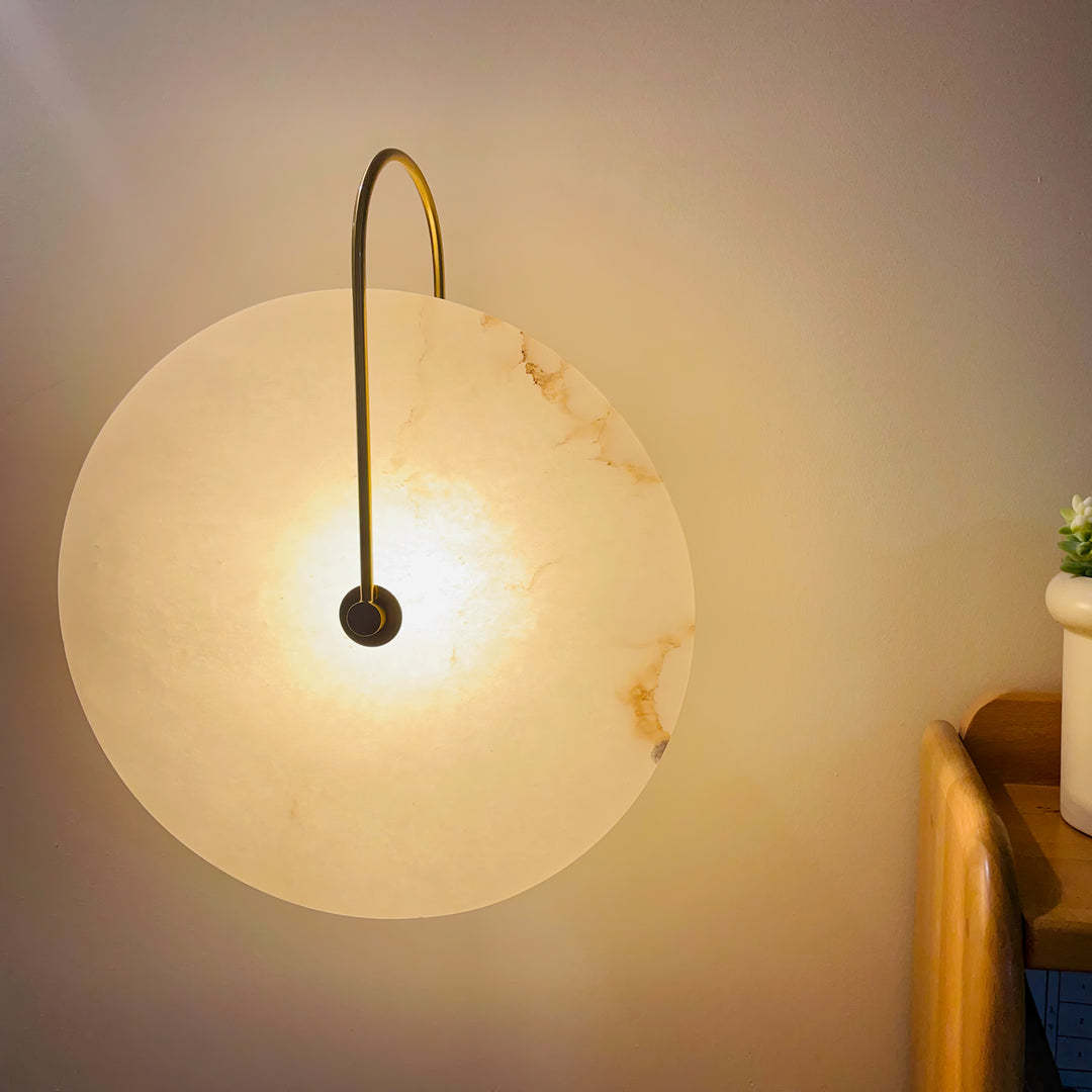 Jade Minimalism Gold Black Metal Alabaster Wall Lamp Bedroom Living Room