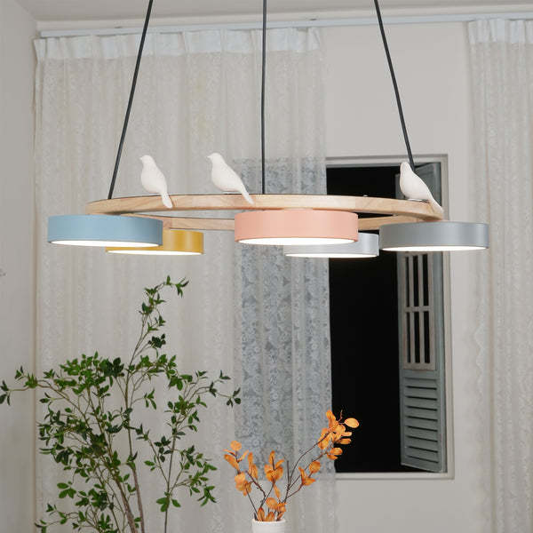 Morandi Modern Metal Wood Resin Acrylic Chandelier Dining Room Bedroom