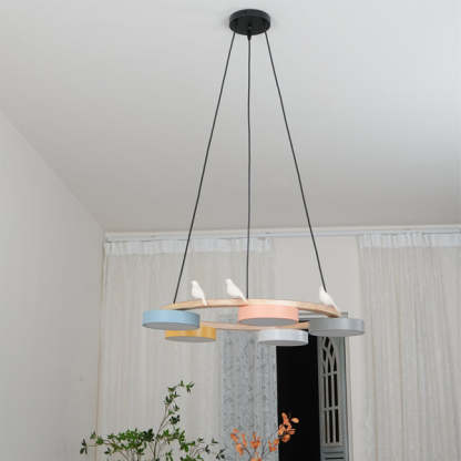 Morandi Modern Metal Wood Resin Acrylic Chandelier Dining Room Bedroom