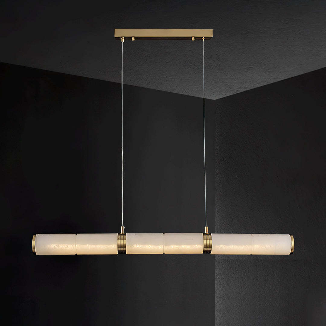 Pendant Light Alabaster Beam Linear Modern Dining Room | Las Sola