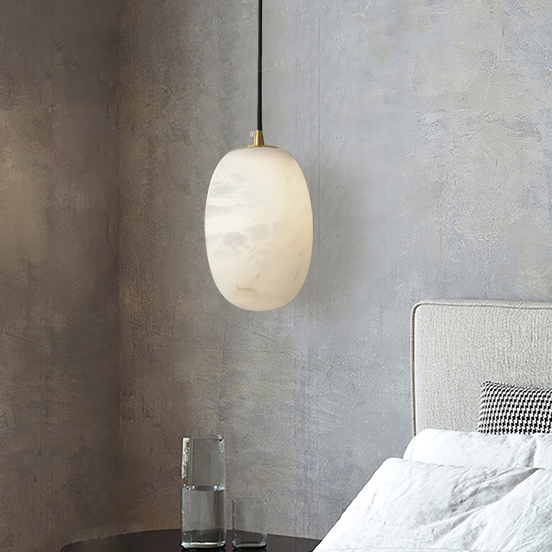 Jade Modern Alabaster Oval Pendant Light Bedroom Living Room