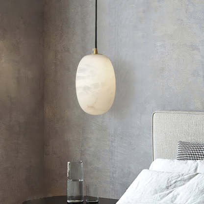 Jade Modern Alabaster Oval Pendant Light Bedroom Living Room
