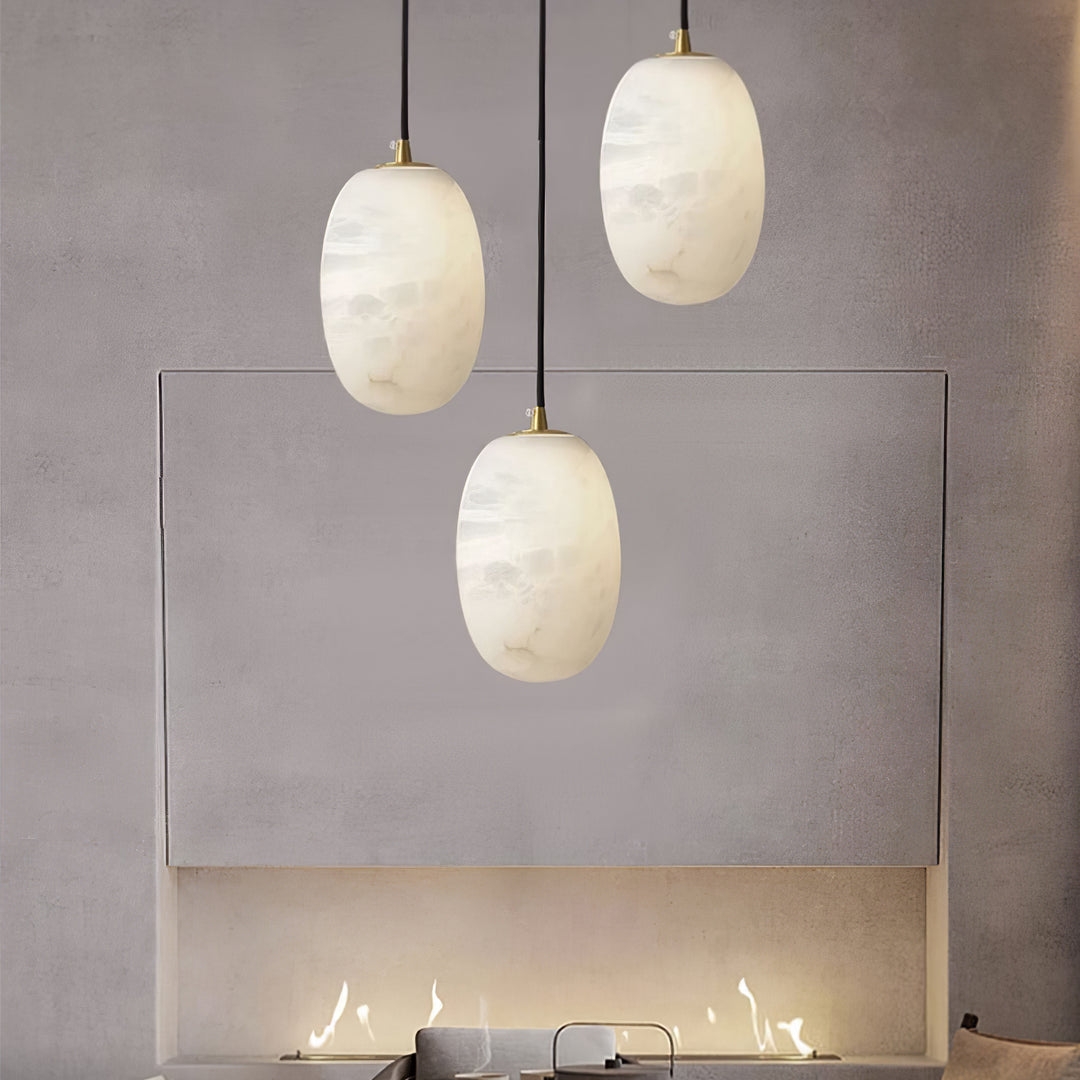 Jade Modern Alabaster Oval Pendant Light Bedroom Living Room