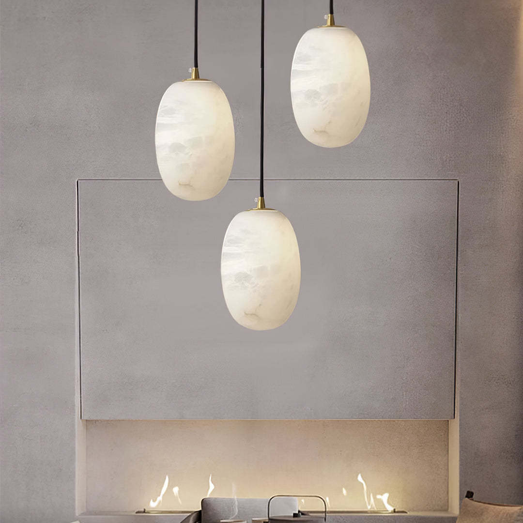 Jade Modern Alabaster Oval Pendant Light Bedroom Living Room