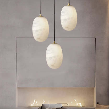 Jade Modern Alabaster Oval Pendant Light Bedroom Living Room