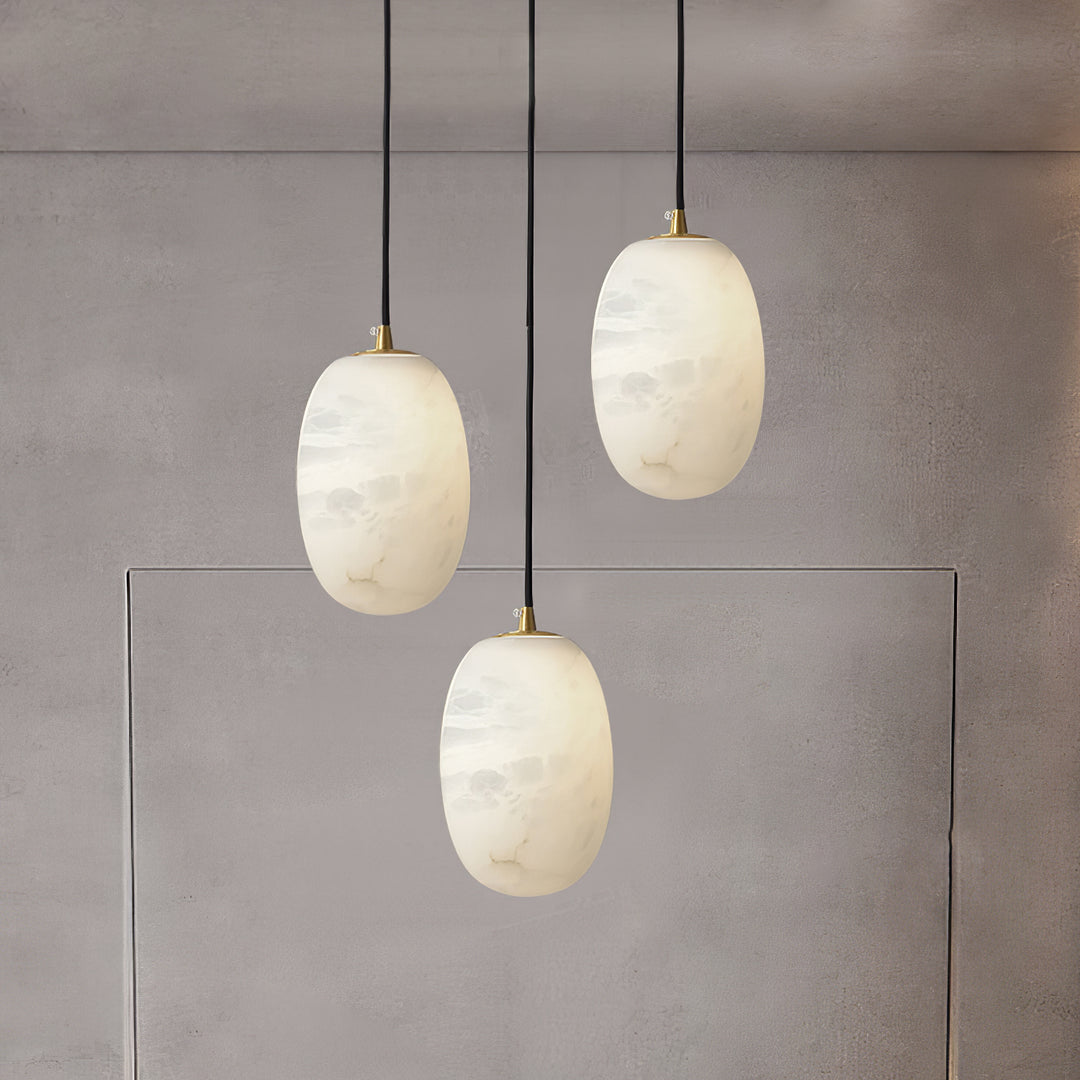 Jade Modern Alabaster Oval Pendant Light Bedroom Living Room