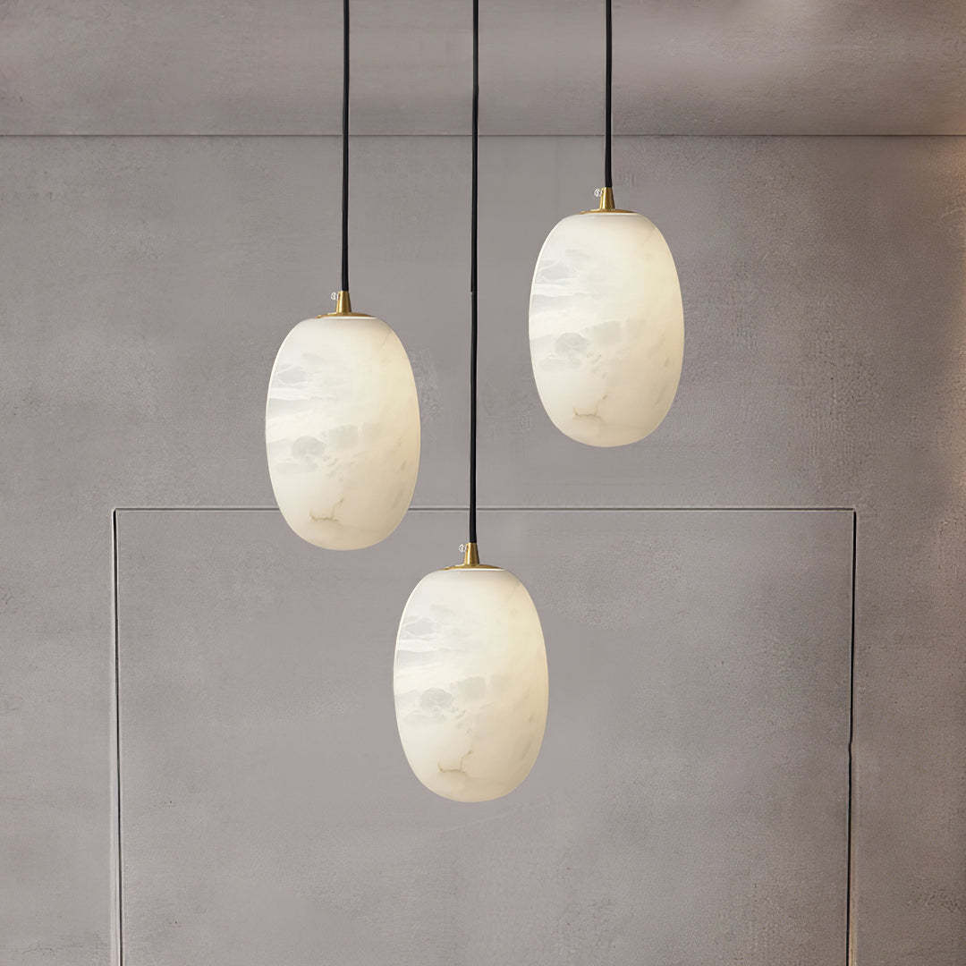 Jade Modern Alabaster Oval Pendant Light Bedroom Living Room