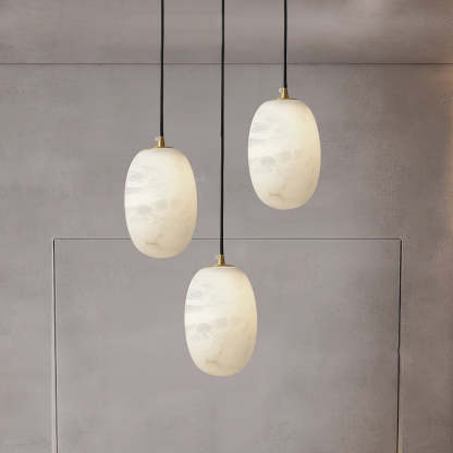 Jade Modern Alabaster Oval Pendant Light Bedroom Living Room