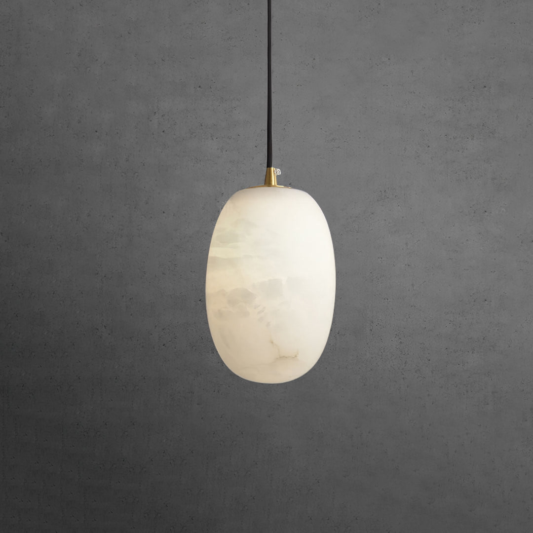 Jade Modern Alabaster Oval Pendant Light Bedroom Living Room