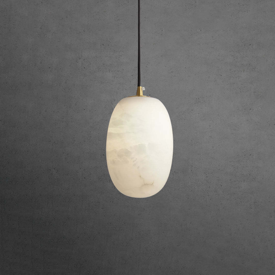 Jade Modern Alabaster Oval Pendant Light Bedroom Living Room