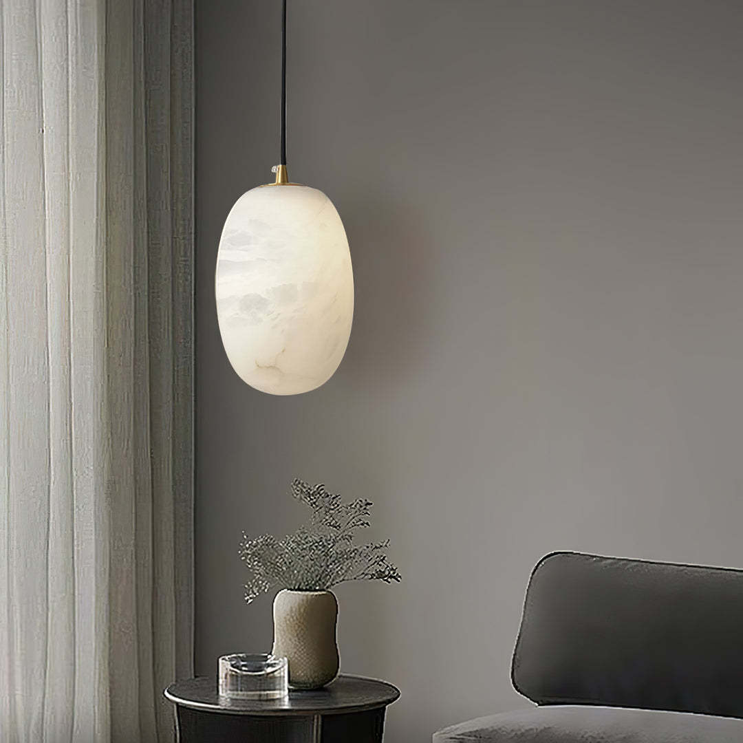 Jade Modern Alabaster Oval Pendant Light Bedroom Living Room