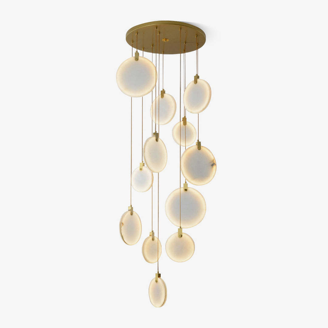 Jade Alabaster Disc Brass Modern Pendant Light Living Room Bedroom