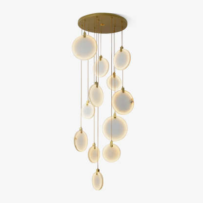 Jade Alabaster Disc Brass Modern Pendant Light Living Room Bedroom