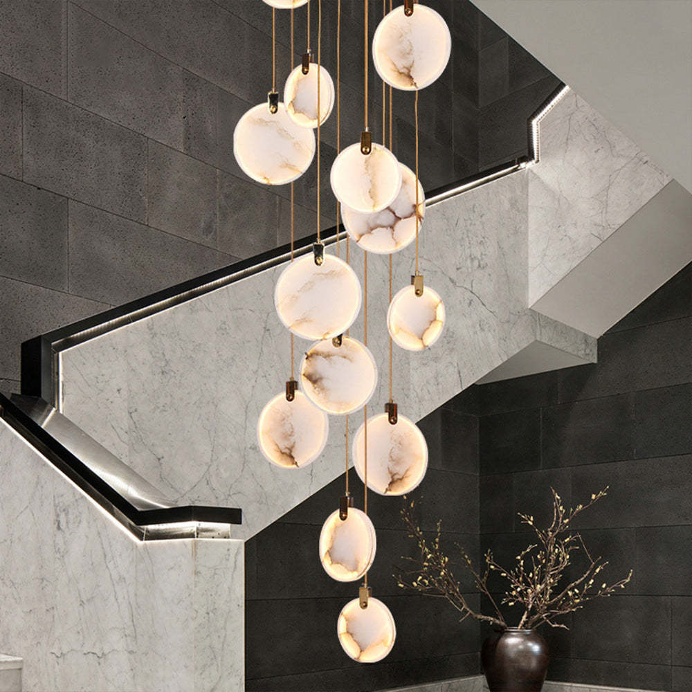 Jade Alabaster Disc Brass Modern Pendant Light Living Room Bedroom