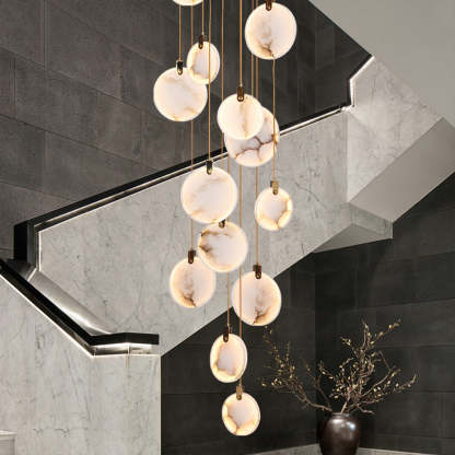 Jade Alabaster Disc Brass Modern Pendant Light Living Room Bedroom