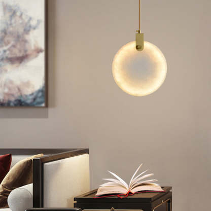 Jade Alabaster Disc Brass Modern Pendant Light Living Room Bedroom