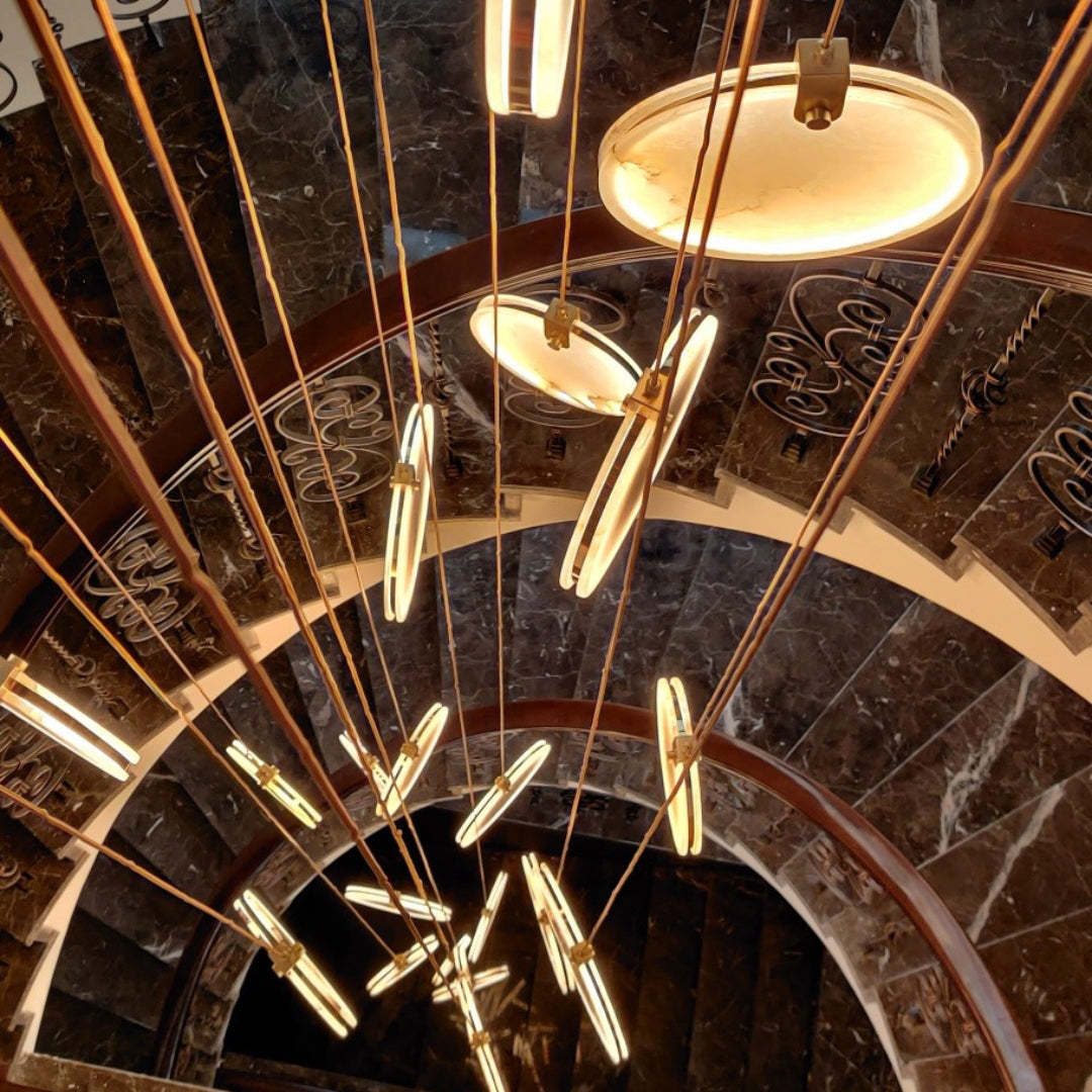 Jade Alabaster Disc Brass Modern Pendant Light Living Room Bedroom