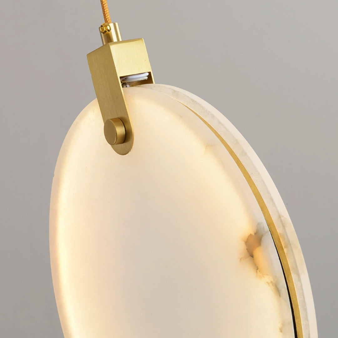 Jade Alabaster Disc Brass Modern Pendant Light Living Room Bedroom