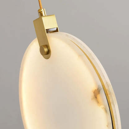 Jade Alabaster Disc Brass Modern Pendant Light Living Room Bedroom