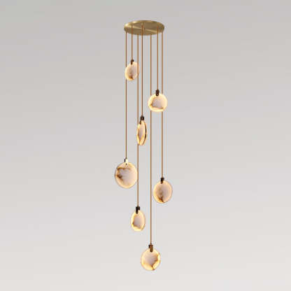 Jade Alabaster Disc Brass Modern Pendant Light Living Room Bedroom