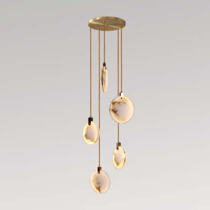 Jade Alabaster Disc Brass Modern Pendant Light Living Room Bedroom