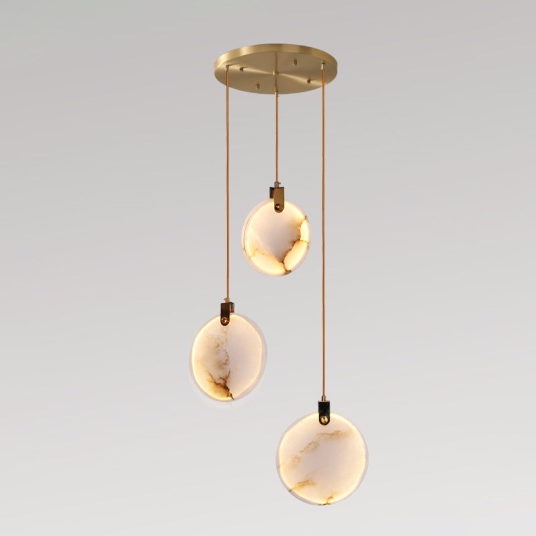 Jade Alabaster Disc Brass Modern Pendant Light Living Room Bedroom