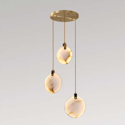 Jade Alabaster Disc Brass Modern Pendant Light Living Room Bedroom