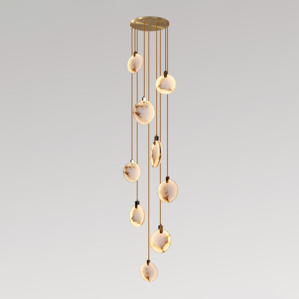 Jade Alabaster Disc Brass Modern Pendant Light Living Room Bedroom