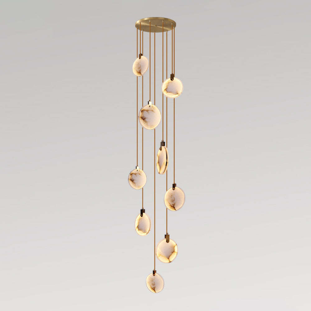 Jade Alabaster Disc Brass Modern Pendant Light Living Room Bedroom