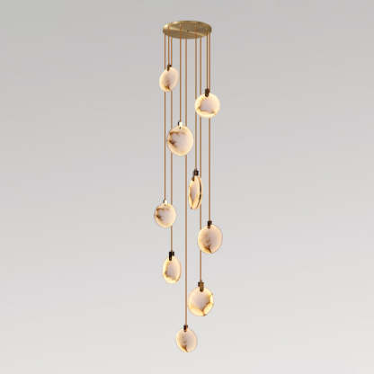 Jade Alabaster Disc Brass Modern Pendant Light Living Room Bedroom