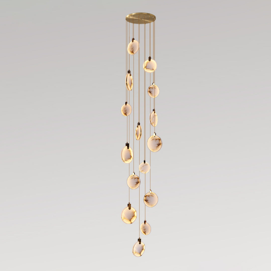 Jade Alabaster Disc Brass Modern Pendant Light Living Room Bedroom